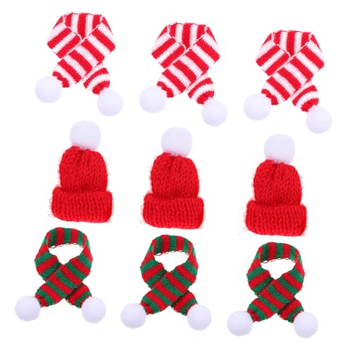 CLISPEED 12 Stück Teiliges Weihnachts Flaschenhüllen aus Gestricktem Wollgarn Verstellbare Mützen und Schals Festliche Weinflaschendeko für Xmas Partys und DIY Weihnachtsschmuck von CLISPEED
