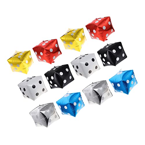CLISPEED 12 Stück Teiliges Würfel aluminiumfolie ballon Gold Silber Dunkel Rot Blau Selbstsiegelnde Würfel luftballons für Themenparty Wanddekoration Hochzeit Geburtstagsfeier Vielseitig von CLISPEED