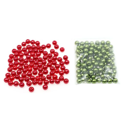 CLISPEED 1200 Stück Teiliges Faux Perlen mit Loch Glitzernde Rote und Grüne Schmuckperlen für DIY Weihnachts und Handarbeitsprojekte Spacer Perlen zum Armband Selber Machen Bastelmaterial von CLISPEED