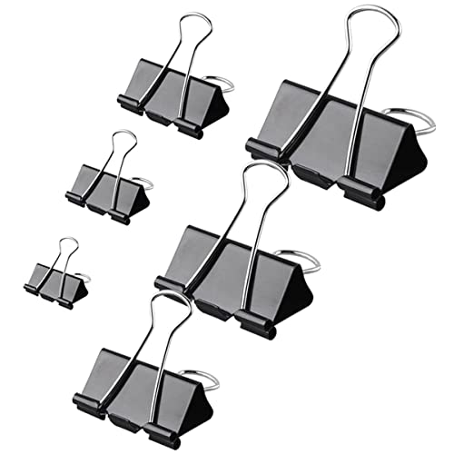 CLISPEED 130 Stück Schwarze Binder Clips Büroklammern in Verschiedenen für Büro Schule und Zuhause von CLISPEED