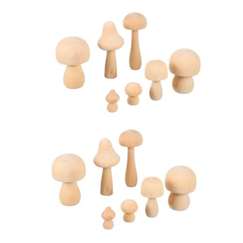 CLISPEED 14 Stück Unlackierte Holzpilze DIY Bastelset Naturbelassene Holzornamente Glatte Oberfläche Kinderfreundlich Vielseitig für Malen Handwerk und Dekoration im Kinderzimmer und von CLISPEED