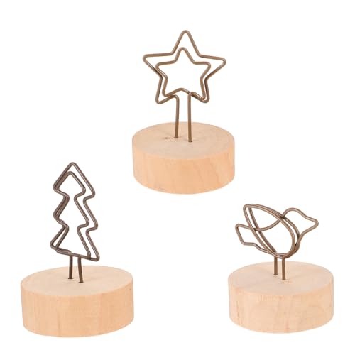 CLISPEED 15 Stück Teiliges Holzfuß Tischkartenhalter mit Klammern für Fotos Memo Kartenhalter Kreative Baum Vogel Stern Designs für Hochzeit Geburtstag Büro Dekoration von CLISPEED
