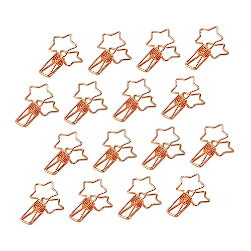 CLISPEED 16 Stück Teiliges Fünfzackiger Stern Foto Clip Organizer aus Metall Roségold Praktische Büroklammern für Dokumente und Bilder für Schule und Bürobedarf von CLISPEED