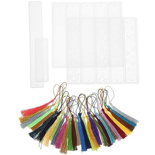 CLISPEED 1Satz Silikon Lesezeichenformen für DIY Flexible Epoxidharz Gussformen mit Quasten für Kreative Buchmarkierungen und Schulmaterialien Teile Quastenfarbe Variabel von CLISPEED