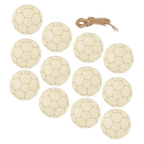 CLISPEED 1Satz Unlackierte Holzfußball Ausschnitte DIY Holzdekorationen für Fußballpartys Holzrohlinge für Kreative Bastelprojekte und Sport Themen Feiern von CLISPEED