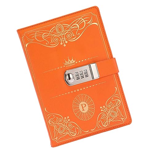 CLISPEED 1Stück Vintage PU Notizbuch mit Codeschloss Orange Tagebuch für Reisen Journaling und Kreative Notizen Schützt Ihre Geheimnisse Sicher von CLISPEED
