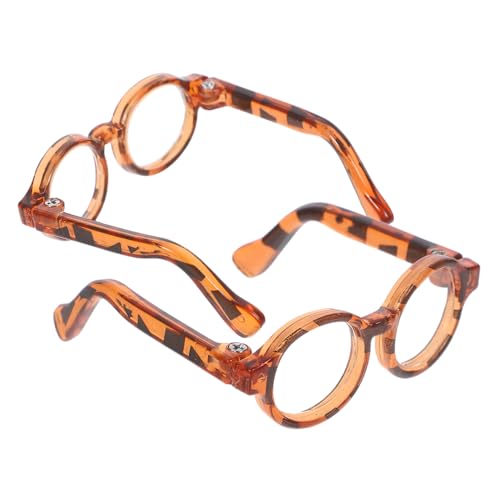CLISPEED 2 Paare Mini -Brillen -Puppenzubehör Puppenbrille Lesebrille für Puppen kleine Brille Kostümzubehör für Minipuppen Puppe lustige Brillendekore Plastik Leopard von CLISPEED