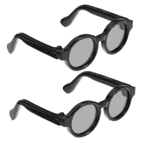 CLISPEED 2 Paare Mini -Brillenzubehör Puppe Gläser Ankleiden kleine Brille Kleinkinder modische Brillendekore Brillenrequisiten zum Anziehen stilvolle Brillenrequisiten Plastik Black von CLISPEED