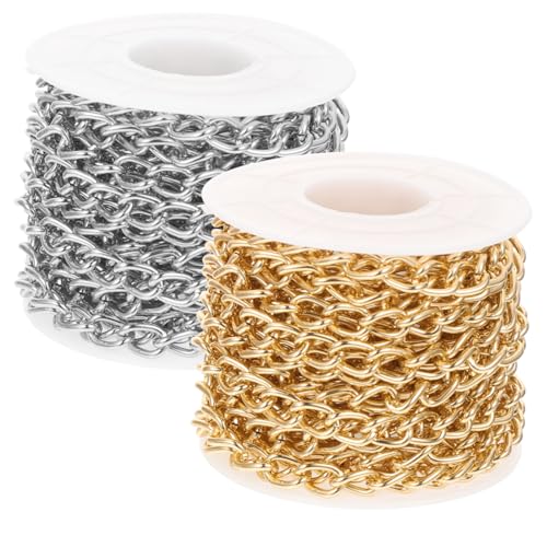 CLISPEED 2 Rollen Aluminium Gliederketten DIY Schmuckketten für Taschen Kleidung Basteln Gold Silber Leicht Rostfrei Vielseitig für Modeschmuck und Accessoires CLISPEED 2 Rollen Aluminium Gliederketten DIY Schmuckketten für Taschen Kleidung Basteln Gold Silber Leicht Rostfrei Vielseitig für Modeschmuck und Accessoires von CLISPEED