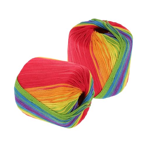 CLISPEED 2 Rollen Baumwollgarn Häkelgarn Farbverlauf Farben Regenbogen Häkeln Stricken DIY Handarbeit Weich Strapazierfähig Für Anfänger und Fortgeschrittene CLISPEED 2 Rollen Baumwollgarn Häkelgarn Farbverlauf Farben Regenbogen Häkeln Stricken DIY Handarbeit Weich Strapazierfähig Für Anfänger und Fortgeschrittene von CLISPEED
