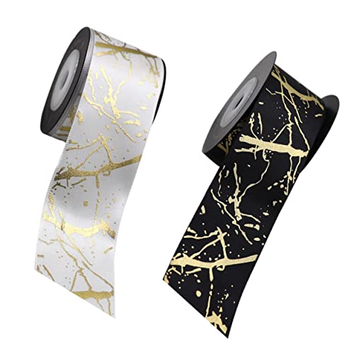 CLISPEED 2 Rollen Hochwertiges Gold Blocking Polyester Geschenkband Yards für DIY Dekoration Blumenverpackung und Geschenkverpackung für Geburtstagsfeiern und Feste von CLISPEED