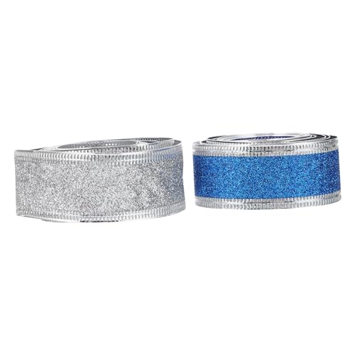 CLISPEED 2 Rollen Weihnachtliches Geschenkband Breit Lang Glitzerndes Dekoband Silber Blau für Geschenkverpackung DIY Schleifen Basteln Weihnachtsdeko Partygestaltung CLISPEED 2 Rollen Weihnachtliches Geschenkband Breit Lang Glitzerndes Dekoband Silber Blau für Geschenkverpackung DIY Schleifen Basteln Weihnachtsdeko Partygestaltung von CLISPEED