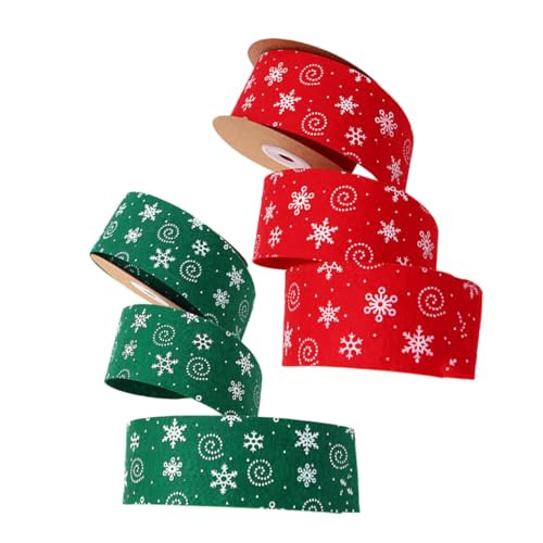 CLISPEED 2 Rollen Weihnachtsband Schneeflockenmuster Langlebiges Bastelband für Geschenkverpackung Dekoration Schleifenherstellung Rot und Vielseitig für DIY Weihnachtsdeko von CLISPEED