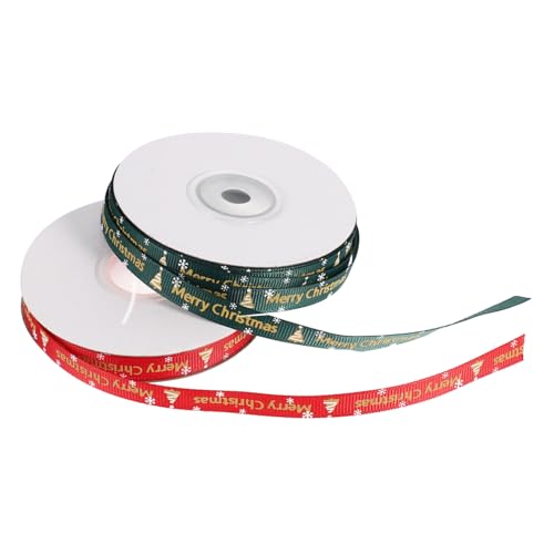 CLISPEED 2 Rollen Weihnachtsbaum Schleifenband DIY Geschenkband für Weihnachtsgeschenke Basteln und Dekoration in Rot und Grün CLISPEED 2 Rollen Weihnachtsbaum Schleifenband DIY Geschenkband für Weihnachtsgeschenke Basteln und Dekoration in Rot und Grün von CLISPEED