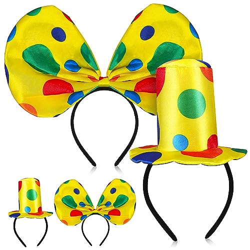 CLISPEED 2 Sätze Clown Hüte mit Stirnbändern und Dekorationen für Karneval Kostümparty und Aufführungen Lustige Clown Requisiten für Feiern von CLISPEED