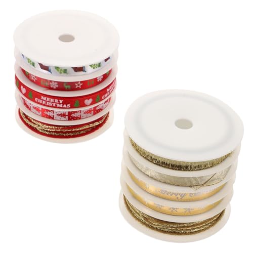 CLISPEED 2 Sätze Festliche Geschenkband Rot und Gold Weihnachtsdekorationsband für DIY Geschenkverpackung Kreative Schleifenbänder für Party und Basteln CLISPEED 2 Sätze Festliche Geschenkband Rot und Gold Weihnachtsdekorationsband für DIY Geschenkverpackung Kreative Schleifenbänder für Party und Basteln von CLISPEED