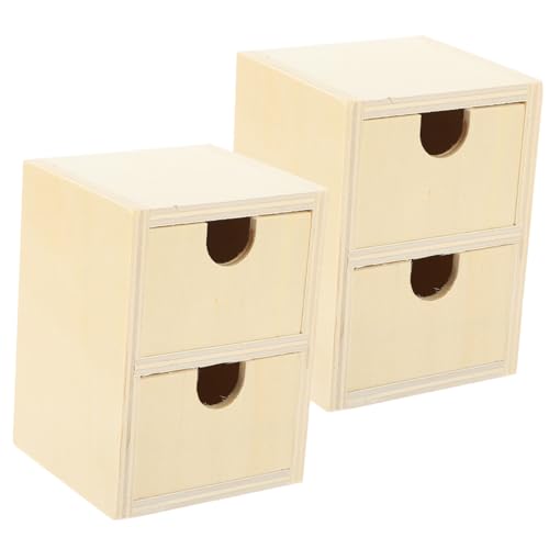 CLISPEED 2 Stck Kleine Holzschubladen Lagig Unbemalt DIY Schubladenbox für Glatte Oberfläche Sichere Bastelkommode zur Individuellen Gestaltung und Aufbewahrung Kleiner Gegenstände von CLISPEED