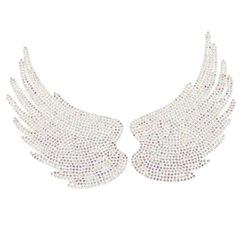 CLISPEED 2 Stück Glitzernde Engelsflügel Aufnäher mit Strass Hotfix Bügelbild Pailletten Applikation für DIY Kleidung Taschen Hüte Schmuck Dekoration von CLISPEED