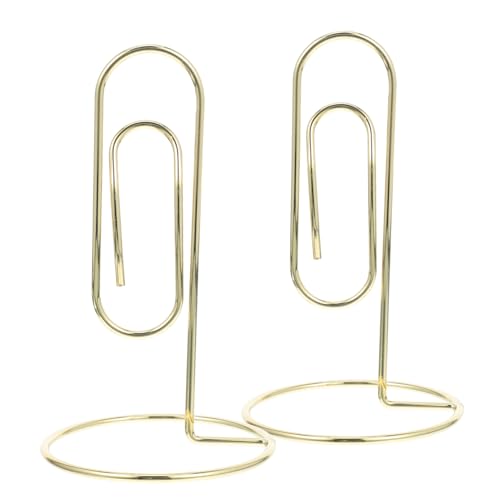 CLISPEED 2 Stück Goldene Metallkartenhalter Elegante Organizer für Notizen Fotos und Tischnummern Robuste und Büroaccessoires für Einfache Organisation von CLISPEED