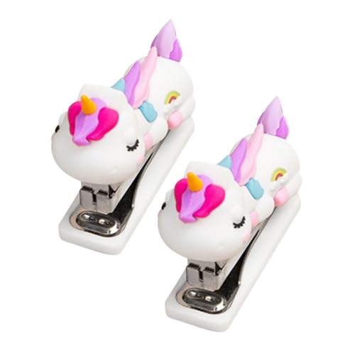 CLISPEED 2 Stück Handlicher Mini Heftgerät im Einhorn Design Tragbar für Büro Schule und Zuhause mit Langlebigem und Edelstahlmaterial für Schnelles Heften von Dokumenten Niedliche von CLISPEED