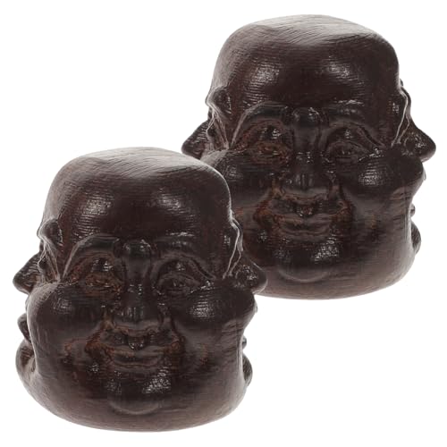 CLISPEED 2 Stück Holz Buddha Kopf Ornament Handgeschnitzt Vietnamesisches Agarholz Buddhistische Holzfigur Dekoration für Auto Zuhause Büro von CLISPEED