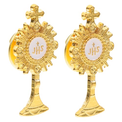 CLISPEED 2 Stück Knopfabzeichen Auf Der Brust Broschennadeln Zum Basteln Kreuz Brosche Pins Für Kleidung Überqueren Anstecknadeln Für Damen Cross Pins Für Frauen Zinklegierung Golden von CLISPEED