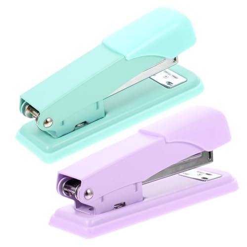 CLISPEED 2 Stück Kompakte Metall Heftgeräte Multifunktional Ergonomisch Handlich Farbige Mini Tacker in Lavendel und Büro und Schulzubehör Langlebig Mühelos Bedienen von CLISPEED