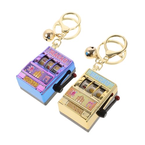CLISPEED 2 Stück Mini -spielautomatschlüsselkette Einarmiger Slot Coole Schlüsselanhänger Dekoration Mini- -schlüsselanhänger Geburtstag Miniatur Hallo Maschine Plastik von CLISPEED