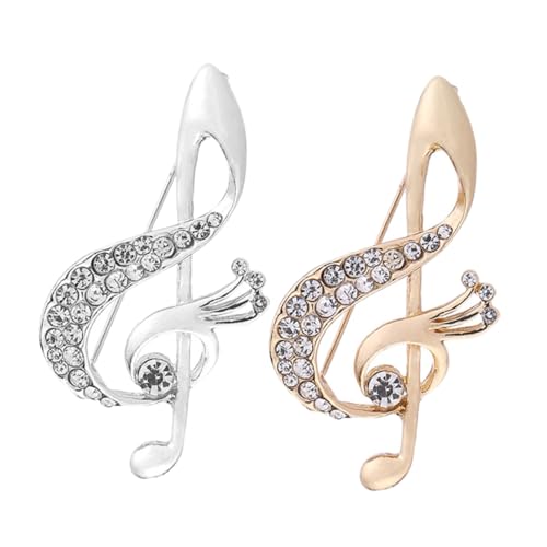 CLISPEED 2stücke Elegante Musiknote Brosche Mit Strass Für Damen Modische Anstecknadel Für Kleidung Anzug Schal Schmuck Accessoire Detaillierte Handwerkskunst von CLISPEED