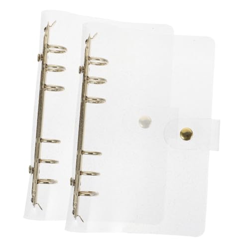 CLISPEED 2 Stück PVC Dokumentenordner Transparent Gold Glänzend Ringbuch Hüllen Wiederverwendbare Notebook Shell Strapazierfähiger Kunststoffordner für Büro Schule und Reise von CLISPEED