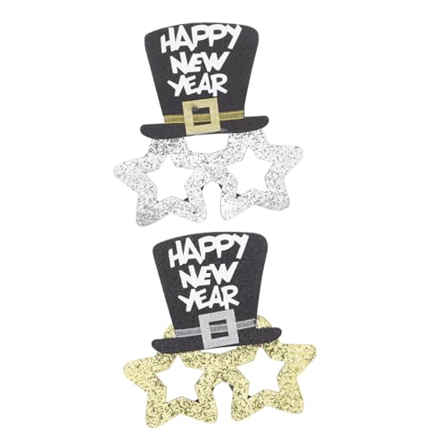 CLISPEED 2 Stück Partybrillen ohne Gläser Year Design aus Papier Gold Silber Fasching Karneval Kostüm Zubehör für Silvester Karneval Feier Dekoration von CLISPEED
