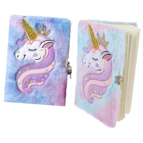 CLISPEED 2 Stück Plüsch Notizbuch Teilig Mädchen Tagebuch mit Schloss Cartoon Einhorn Flauschiges Journal Leicht Tragbar für Teenager CLISPEED 2 Stück Plüsch Notizbuch Teilig Mädchen Tagebuch mit Schloss Cartoon Einhorn Flauschiges Journal Leicht Tragbar für Teenager von CLISPEED