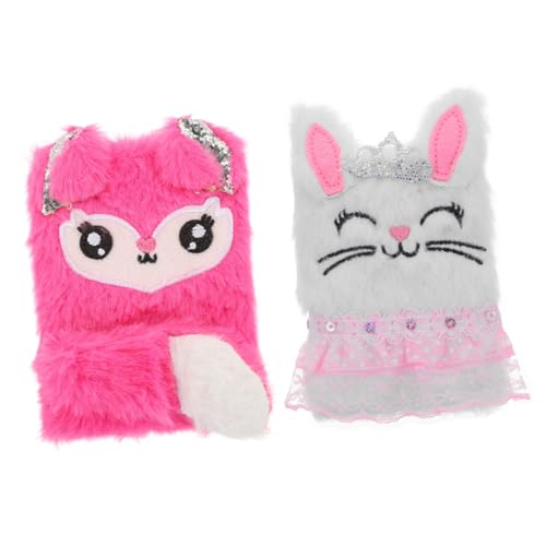 CLISPEED 2 Stück Plüsch notizbuch mit Fuchs und Hase Weiches Tagebuch für Mädchen Jahre Handliches Mini journal für Schule Alltag und Ostern Kindgerechtes Geschenk für Junge Mädchen von CLISPEED