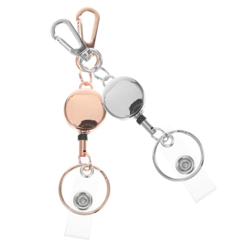 CLISPEED 2 Stück Runde Metall Schlüsselanhänger mit Elastischem Ausweishalter Dehnbar Vielseitig Nutzbar für Ausweis und Schlüssel Kompakt Leicht für Tasche Gürtel Rucksack Silber Roségold CLISPEED 2 Stück Runde Metall Schlüsselanhänger mit Elastischem Ausweishalter Dehnbar Vielseitig Nutzbar für Ausweis und Schlüssel Kompakt Leicht für Tasche Gürtel Rucksack Silber Roségold von CLISPEED