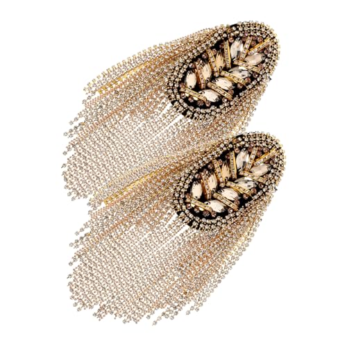 CLISPEED 2 Stück Teiliges Goldene Metall Schulterklappen mit Strasssteinen und Modischen Fransen Quasten Elegante Kostümverzierung für DIY Kleidung Anzug und Accessoires Vielseitiges von CLISPEED