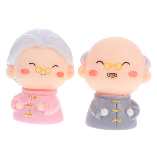 CLISPEED 2 Stück Teiliges Großeltern Figuren aus Resin Langlebige Miniatur Deko für Hochzeitstorte und Jubiläumsfeier Handgefertigte Farbige Kuchenornamente für Besondere Anlässe von CLISPEED