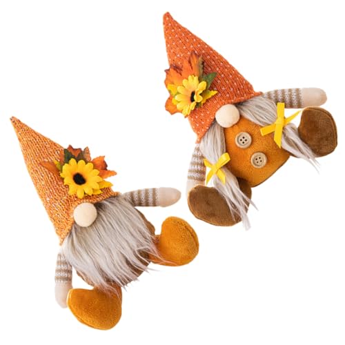 CLISPEED 2 Stück Teiliges Herbstgnom Deko mit Sonnenblumen Niedliche Erntedank Figur Handgestrickt ohne Gesicht Tisch und Wohnraumdeko für Thanksgiving und Herbstfeste von CLISPEED