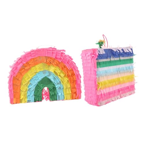 CLISPEED 2 Stück Teiliges Pinata in Kuchen und Regenbogenform Traditionelle Mexikanische Partydeko für Geburtstagsfeiern Befüllbar mit Süßigkeiten für Festliche Anlässe und Familienfeiern CLISPEED 2 Stück Teiliges Pinata in Kuchen und Regenbogenform Traditionelle Mexikanische Partydeko für Geburtstagsfeiern Befüllbar mit Süßigkeiten für Festliche Anlässe und Familienfeiern von CLISPEED