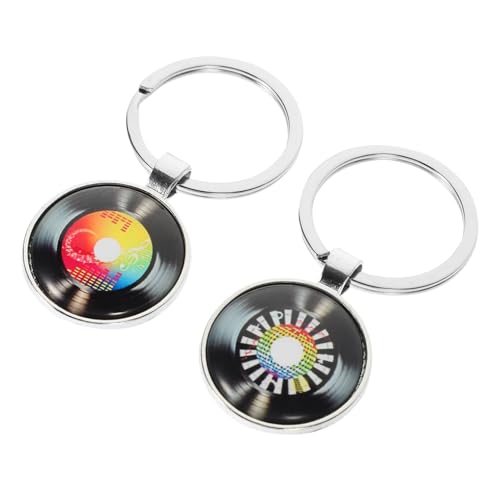 CLISPEED 2 Stück Teiliges Vintage Vinyl Schallplatten Schlüsselanhänger Vielseitiger Taschen und Schlüsselring Anhänger Dekoratives für Musikliebhaber Langlebiges Retro Design von CLISPEED