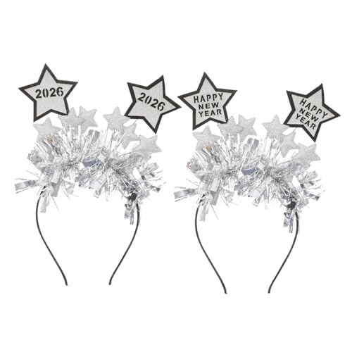 CLISPEED 2 Stück Teiliges Year Star Haarreif Glitzernde Happy Year Kopfbedeckung Verstellbares Party Accessoire für Erwachsene und Wiederverwendbar Festlicher Silvester Kopfschmuck von CLISPEED