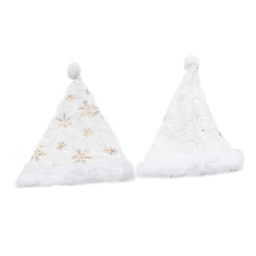 CLISPEED 2 Stück Weihnachtsmütze Plüsch mit Gold Silberner Schneeflocken Stickerei Warm Leicht Weihnachtliche Festival Mütze für Erwachsene als und Fotorequisite von CLISPEED