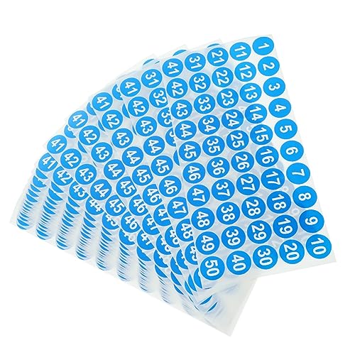 CLISPEED 20 Blatt Runde Selbstklebende Zahlenaufkleber Blau für Klassifikation und Organisation für Büro Schule und Zuhause von CLISPEED