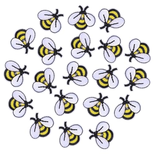 CLISPEED 20 Stück Bestickte Bienen Stoffpatches Aufnäher zum Aufnähen und Aufbügeln für Jeans Kleidung DIY Applikationen Kreative Textil Deko für Taschen und Jacken von CLISPEED