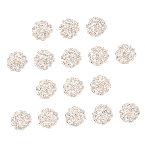 CLISPEED 20 Stück Blumenverzierungen Dekoration Spitzendeckchen Aus Baumwolle Weiß Baumwolldekor Pastoral Blumen- Stoff Gehäkelt Handwerk Baumwolle Nähen Schüttgut Klein Baumwollfaden Beige von CLISPEED