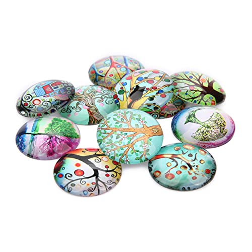 CLISPEED 20 Stück Diy Baum Design Glasaufkleber Runde Cabochons für Schmuckgestaltung und Bastelprojekte Gemischte Farben von CLISPEED