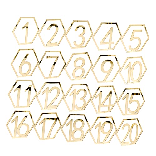 CLISPEED 20 Stück Hochzeitstischkarten Goldene Platten Dekorationen Hochzeitsdekor Party Braut Servietten Für Den Junggesellinnenabschied Mittelstücke Nummer Des Hochzeitstisches Acryl von CLISPEED