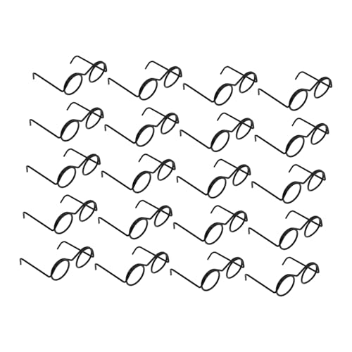 CLISPEED 20 Stück Mini-Brille Mini -Puppe Mini-Puppen Miniatur Puppenhaus Minibrille für Puppen Puppenbrille Requisite Puppe Sonnenbrille Zubehör für die Puppenherstellung Metall Schwarz von CLISPEED