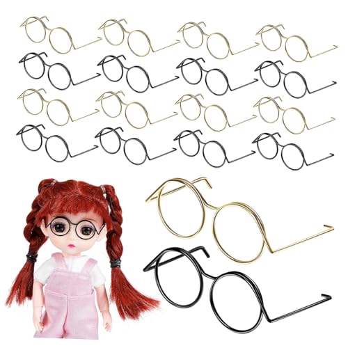 CLISPEED 20 Stück Puppenbrille Mini Tragen Augen Brillenrequisiten Für Puppe Cosplay Puppe Tiny Brille Doll Zubehör Puppe Anziehen Brillen Für Puppen Verschleiß Draht Geformt Klein Kupfer von CLISPEED