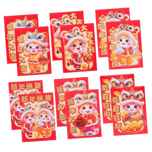 CLISPEED 20 Stück Rote Umschläge Jahr Des Pferdes Cartoon Pferd Design Dekorative Geldumschläge für Neujahr Hochzeit Geburtstag Traditionelle Frühlingsfest Hong Bao Taschen von CLISPEED