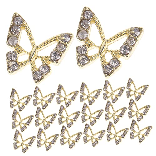 CLISPEED 20 Stück Schmetterlings Nail Art Charms für Diy Maniküre Dekoration mit Strasssteinen Langlebige und Kreative Nagelaccessoires für Feste und Besondere Anlässe von CLISPEED